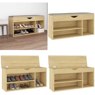 vidaXL Panca Porta Scarpe Cuscino Rovere Sonoma 104x30x49 Multistrato - Cuscino - Scarpiera