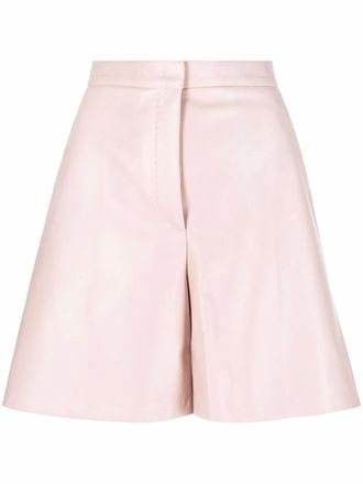 Max Mara high-waist leather shorts - Pink