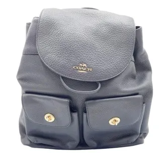 Coach Navy Leather Backpack (Pre-Owned)