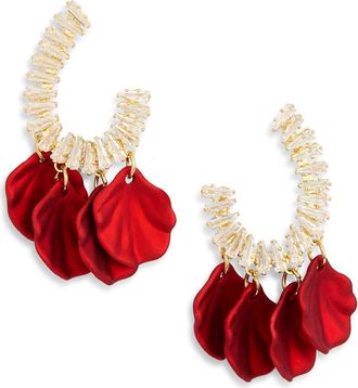 Eye Candy Los Angeles Aliyah Cubic Zirconia Rose Petal Hoop Earrings in Red at Nordstrom Rack