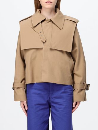 Celine Cropped Wool and Cotton Blend Trench Coat with Epaulettes