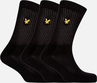 Lyle & Scott Lyle And Scott Mens 3-Pack Hamilton Sports Socks, Black - Black/Black - Size: 16/14.5/8/15/8.5/15.5/9/13/13.5/14/6.5/7/7.5/11.5/5/12/5.5/12.5/6/3.5/3