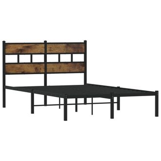 Berkfield Home Metal Bed Frame without Mattress Smoked Oak 120x190 cm Small Double in Brown