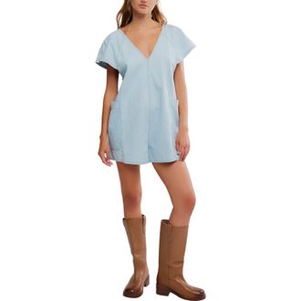 Free People Free Fall Denim Romper in Water at Nordstrom, Size X-Small