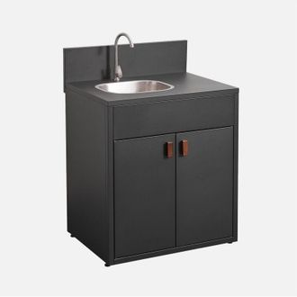 Sweeek Cocina Exterior De Acero Con Fregadero Y 2 Puertas L80cm