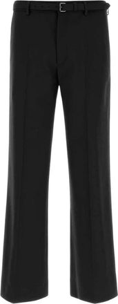 Dries Van Noten Broeken, Heren, Zwart, XL, Wol, Rechte wollen broek