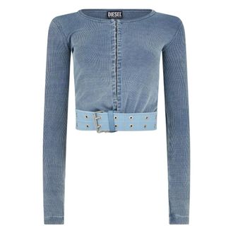 Diesel Cropped Top - Dames - Tops - Blauw - Maat: 2XS Zijde