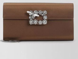 Roger Vivier satin crystal-embellished envelope clutch bag