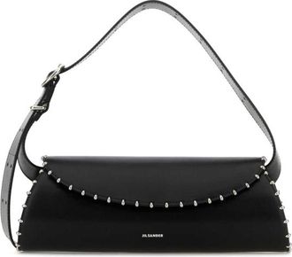 Jil Sander Black Leather Cannolo Crossbody Bag