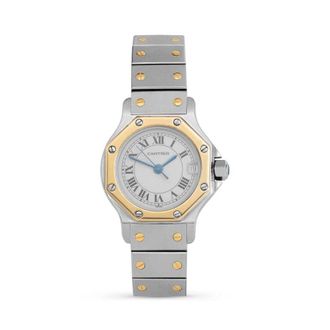 Cartier Pre-owned Cartier Santos Octagon Quartz White Dial Ladies Watch 187903