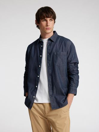 Selected Langarmhemd SELECTED SLHREGCARLO DENIM LS SHIRT NOOS, Herren, Gr. XXL, N-Gr, blau (dunkelblau denim), Web, Obermaterial: 100% Baumwolle, unifarben, re