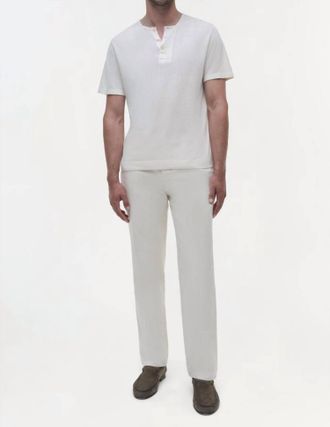 SIMKHAI Hayes Silk Linen Henley Top In Ivory
