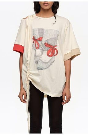 Bimba & Lola Ballerinas Logo Ruched T-Shirt in Vanilla at Nordstrom, Size Medium Eu