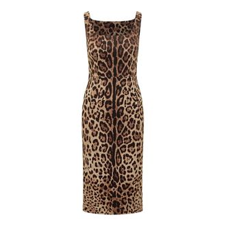 Dolce & Gabbana Midi Dresses, female, Brown, Size: L Sleeveless Midi Dress