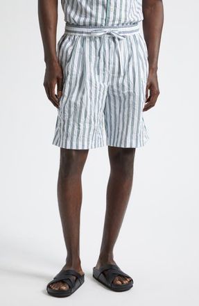 Dolce & Gabbana Stripe Crinkled Poplin Bowling Shorts in S8051 Rigato at Nordstrom, Size 32 Us