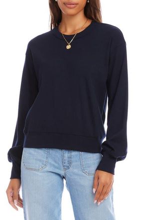 Karen Kane Rib Trim Sweatshirt in Navy at Nordstrom, Size X-Small