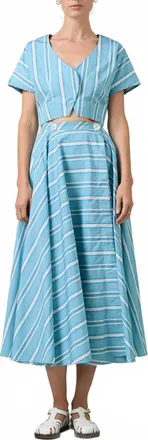 Thierry Colson Bianca Capri Stripes Cropped Vest In Lagoon & White