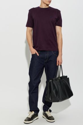 Giorgio Armani Cotton T-shirt With Logo, Mens, Burgundy