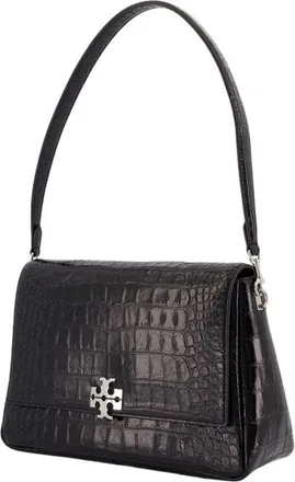 Tory Burch Womens Charlie Shoulder Bag - Tory Burch Leather Black Calfskin Shoulder-Hobo-Bags