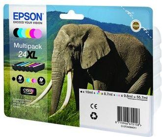 Epson Elephant C13t24384021 Cartucho De Tinta 6 Pieza(s) Original Alto Rendimiento (xl) Negro, Cian, Cian Claro, Magenta, Magenta Claro, Amarillo