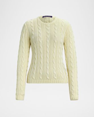 Ralph Lauren Collection Cable Silk Knit Fitted Sweater