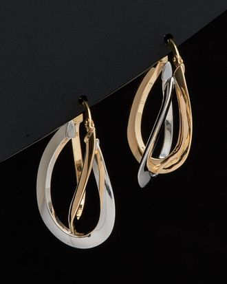 Italian Gold, Inc 14K Two-Tone Italian Gold Knife Edge Hoops