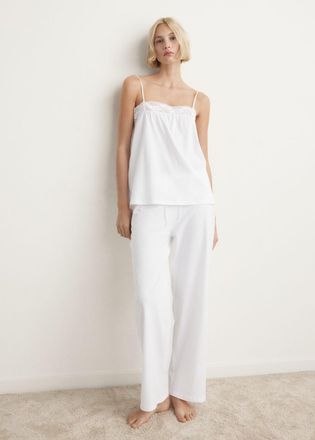 Mango Top cotone spalline pizzo bianco - Home - S - MANGO HOME