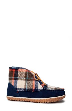 Minnetonka Womens Torrey Faux Fur Lined Slipper Bootie In Navy Multi