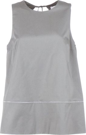 PESERICO Grey Sleeveless Decorative Hem Tank Top