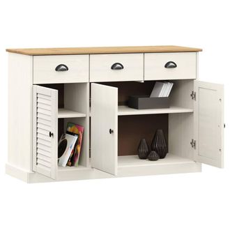 Berkfield Home Sideboard with Drawers VIGO 113x40x75 cm White Solid Wood Pine | Size: 113 x 40 x 75 cm