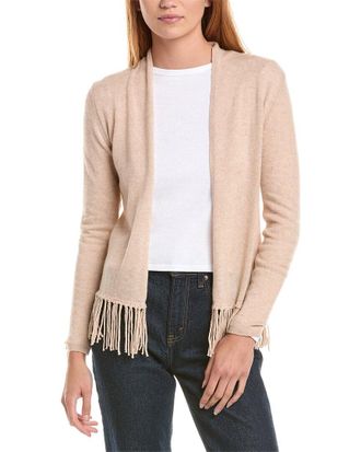 Sofiacashmere Sofiacashmere Fringe Wool & Cashmere-Blend Cardigan