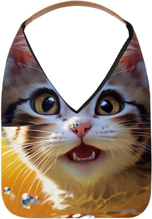 Generic Lovely Cat Swims Underwater Reusable Lightweight Grocery Bags - Foldable Into Compact Pouch, Washable & Sturdy, Multipurpose for Shopping and Travel