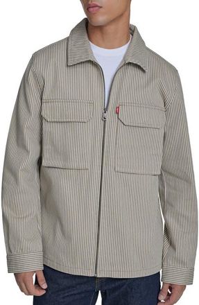 Levi's Lightweight Cotton Shacket in Taupe /Off White at Nordstrom, Size Xx-Large