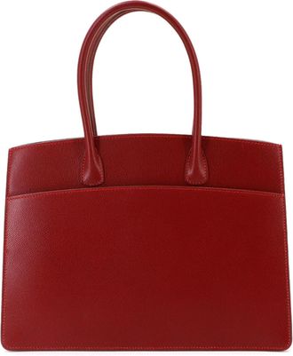 Herm&egrave;s Red Color Lisse Leather Handbag Tote Bag (Pre-Owned)