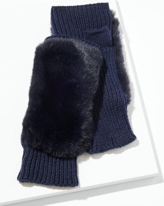 Talbots Faux Fur Gloves - Blue - 001 Talbots