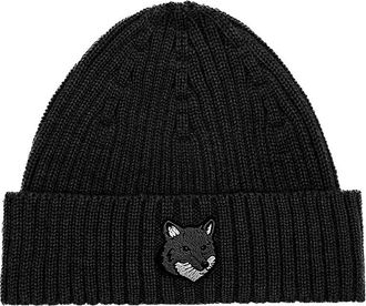 Maison Kitsun&eacute; Black Logo Beanie Cap