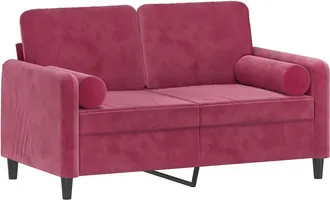 vidaXL Sof&aacute; De 2 Plazas Con Cojines Terciopelo Rojo Tinto 120 Cm Vidaxl
