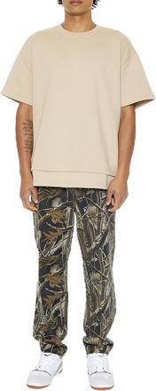 Forever 21 Mens Slim-fit Leaf Print Pants Casual, Taupe, 30