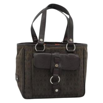 Bulgari Pre-owned Vintage Canvas Handbag - Dames - Pre-owned - Bruin - Maat: ONE Size Leer