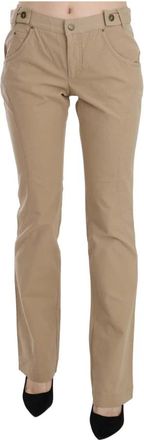 Just Cavalli Beige Katoen Rechte Broek Broek - Dames - Chinos - Beige - L - Katoen - Broeken