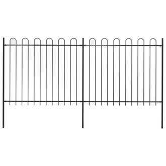Berkfield Home Garden Fence with Hoop Top Steel 3.4x1.5 m Black