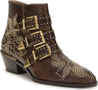 Chlo&eacute; Womens Susanna Ankle Boots Wild Khaki Calf Leather Bos Taurus