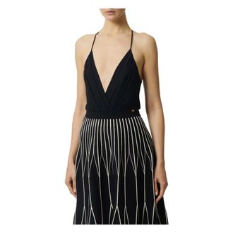 Elisabetta Franchi Sleeveless Tops, female, Black, Size: XL Body