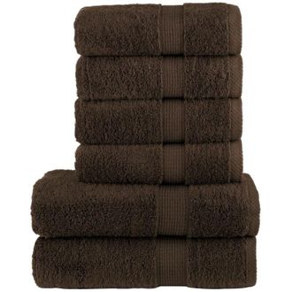 vidaXL Juego De Toallas Premium Solund 6 Unidades Marr&oacute;n 600 Gsm Vidaxl