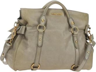 Miu Miu Pre-owned Shoulder Bag - Dames - Vintage Schoudertas - Grijs - ONE Size - Leer - Vintage