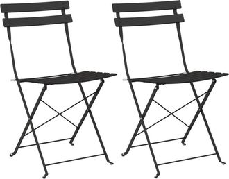 vidaXL Vidaxl - Silla Plegable Para Jard&iacute;n 2 Pcs Antracita 42 X 46 X 82cm Acero