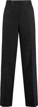 Michael Kors Nadelstreep Wollen Blend Broek - Dames - Straight fit broeken - Grijs - M - Wol - Broeken