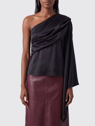 Alberta Ferretti Top monospalla in raso drappeggiato con motivo monogram