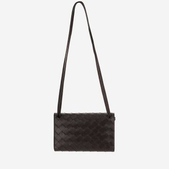 Bottega Veneta Womens Clutch Andiamo Lambskin Dark Brown Bags
