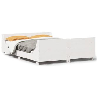 Berkfield Home Bed Frame without Mattress White 135x190 cm Double Solid Wood Pine